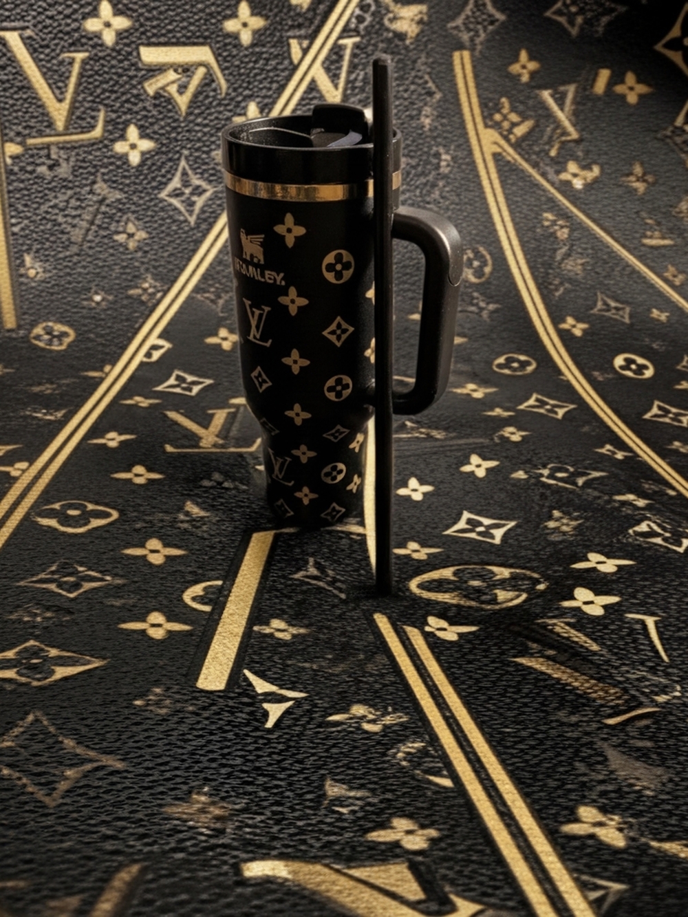 Luxury Monogram Travel Mug – Black & Gold